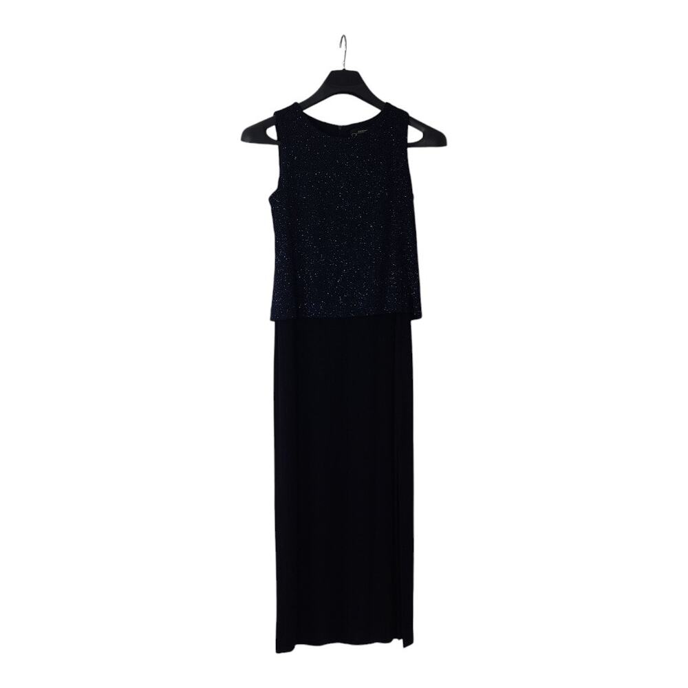 Alex Evenings Brilliant Dark Blue Glitter 2 Piece Jacket & Maxi Dress 6 P